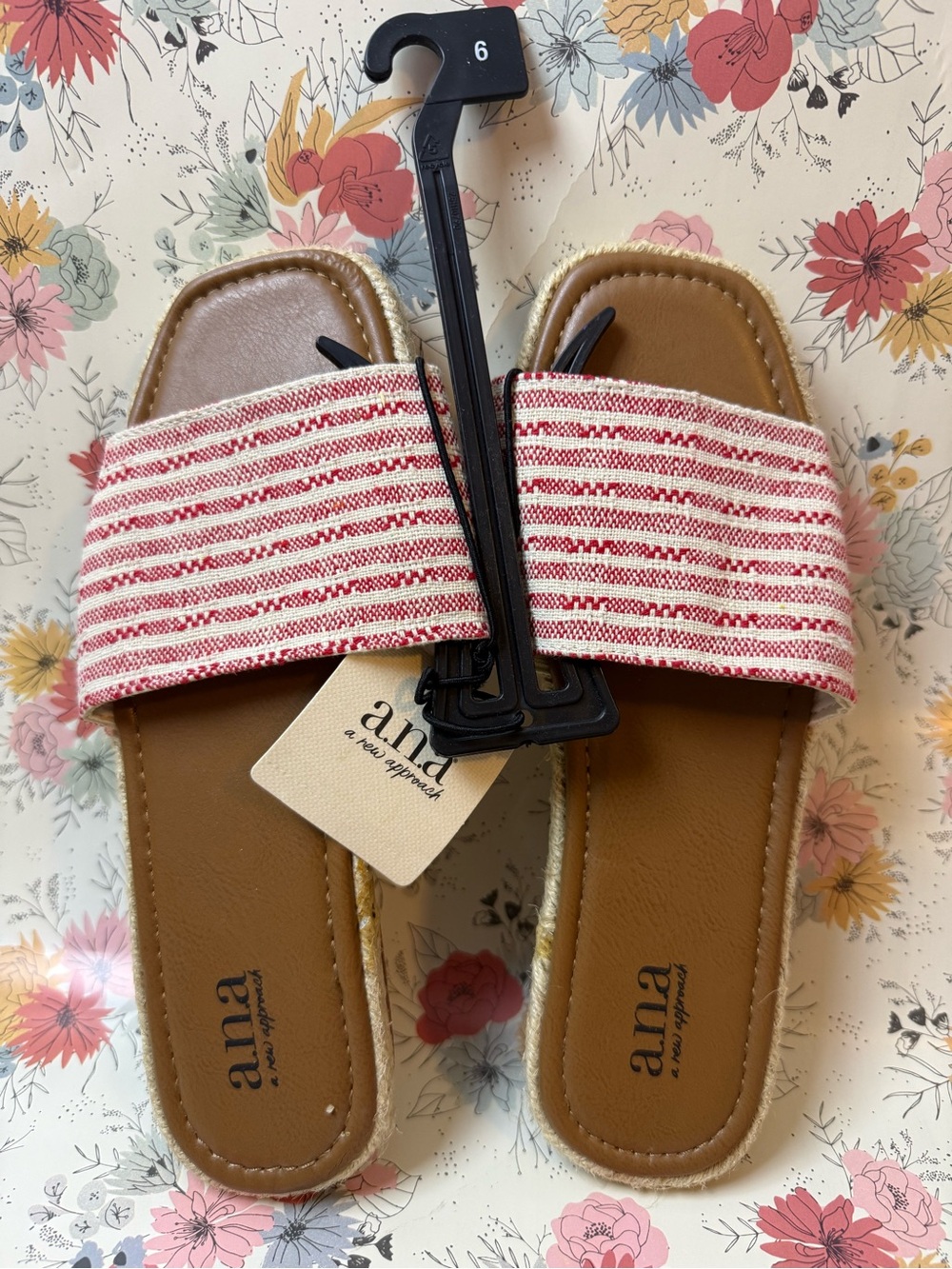 a.n.a Tan Slide Sandal with Stripes